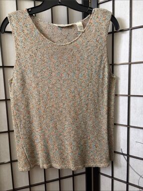 French Laundry Beige Tank with Aqua Speck Knit